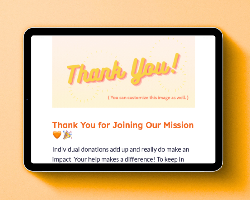 Tablet view of confirmation screen.