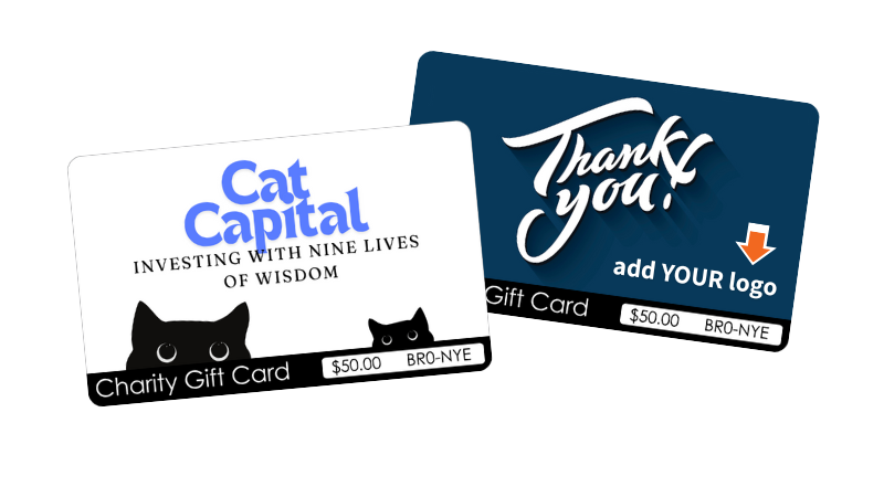 Example TisBest Charity Gift Cards with custom branding.