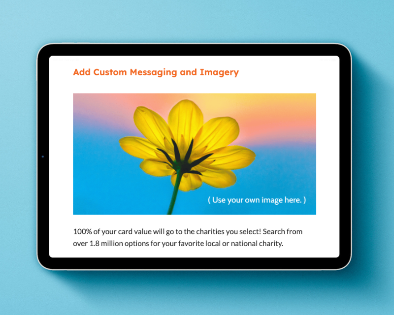 Tablet view of welcome screen.